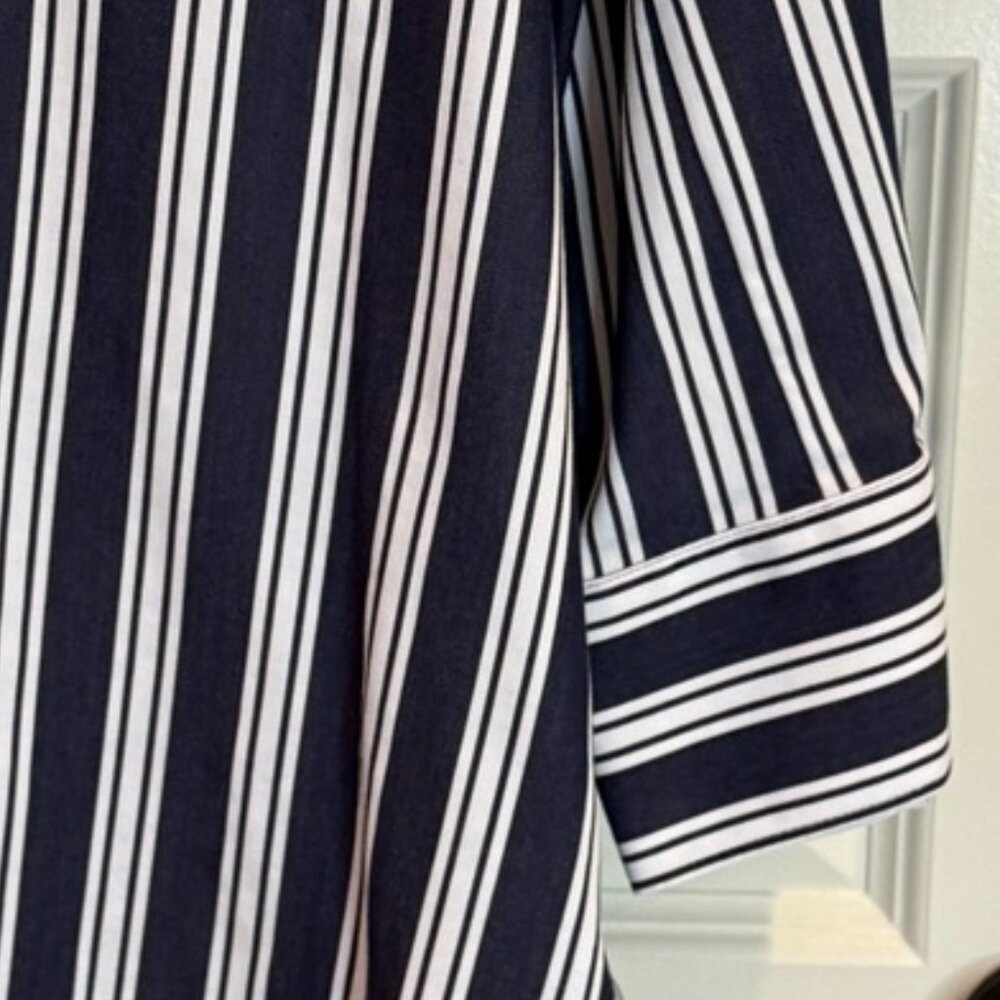 Chico's No-Iron Stretch Striped Shirt - Navy - Size 3 (16) - Picture 2 of 5